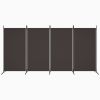 4-Panel Room Divider Brown 136.2"x70.9" Fabric - Brown