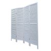 4-Panel Wood Room Divider Louver Partition Screen, 5.6 Ft. Tall Folding Privacy Screen for Home Office, Bedroom, Rustic Brown XH - Old white