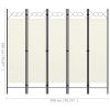 5-Panel Room Divider Cream White 78.7"x70.9" - White