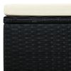 Footstool Ottoman Poly Rattan 20.9"x20.9"x11.8" Black - Black