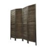 4-Panel Wood Room Divider Louver Partition Screen, 5.6 Ft. Tall Folding Privacy Screen for Home Office, Bedroom, Rustic Brown XH - brown