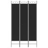 3-Panel Room Divider Black 47.2"x86.6" Fabric - Black