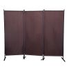 6 Ft Modern Room Divider, 3-Panel Folding Privacy Screen w/ Metal Standing, Portable Wall Partition XH - brown