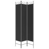 3-Panel Room Divider Black 47.2"x86.6" Fabric - Black