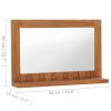 Wall Mirror with Shelf 23.6"x4.7"x15.7" Solid Teak Wood - Brown