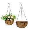 Planter Hangers Flower Plant Pot Metal Hanging Flower Basket with Coconut Coir Liner - 12 inch