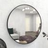 28" Wall Round Circle Mirror Bathroom Make Up Vanity Mirror - Black - as Pic