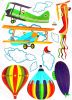 Aeroplane And Hot Balloon- Wall Decals Stickers Appliques Home Dcor - HEMU-JM-6607