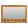 Wall Mirror with Shelf 23.6"x4.7"x15.7" Solid Teak Wood - Brown