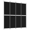 4-Panel Room Divider Black 78.7"x86.6" Fabric - Black