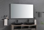 (ONLY FOR PICKUP)60x 36Inch LED Mirror Bathroom Vanity Mirror with Back Light;  Wall Mount Anti-Fog Memory Large Adjustable Vanity Mirror - Gun Ash