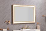 48*36 LED Lighted Bathroom Wall Mounted Mirror with High Lumen+Anti-Fog Separately Control - Gold