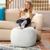 Jaxx Ellis Ottoman Shearling Faux-Lamb Plush Pouf for Modern Interior Design, Small, Cloud - Cloud - Faux-Sheep