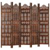 Hand carved 5-Panel Room Divider Brown 78.7"x65" Solid Mango Wood - Brown