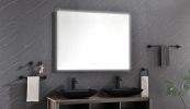 48x 36Inch LED Mirror Bathroom Vanity Mirror with Back Light;  Wall Mount Anti-Fog Memory Large Adjustable Vanity Mirror - Gun Ash