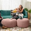 Jaxx Ellis Ottoman Shearling Faux-Lamb Plush Pouf for Modern Interior Design, Large, Pink - Pink - Faux-Sheep