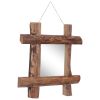 Log Mirror Natural 19.7"x19.7" Solid Reclaimed Wood - Brown