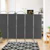 6 Feet 6-Panels Freestanding Folding Privacy Screen - Gray