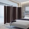 6 Feet 6-Panel Room Divider with Steel Support Base - brown