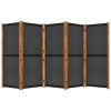 5-Panel Room Divider Black 137.8"x70.9" - Black