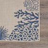 Home Decor Coastal Bordered Coral Reef Indoor/Outdoor Accent Rug - Navy|Beige - 1'10" X 3'0"