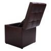 16 Inch Ottoman Pouffe Storage Box Lounge Seat Footstools - brown