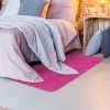 Fluffy Bedroom Rug 4' x 2.6' Anti-Skid Shaggy Area Rug Decorative Floor Carpet Mat  - Rose