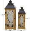 DecMode 2 Holder Brown Wood Lighthouse Style Decorative Candle Lantern, Set of 2 - DecMode