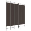 5-Panel Room Divider Brown 78.7"x86.6" Fabric - Brown