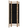 Folding 3-Panel Room Divider 47.2" Bamboo and Canvas - Black