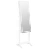 Mirror Jewellery Cabinet with LED Lights Free Standing White - White