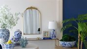 24" x 36" Arched Wall Mirror with Gold Metal Frame, Wall Mirror for Living Room Bedroom Hallway - as Pic