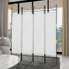 4-Panel Metal Folding Room Divider, 5.94Ft Freestanding Room Screen Partition Privacy Display for Bedroom, Living Room, Office - White