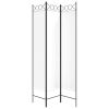 3-Panel Room Divider White 47.2"x78.7" Fabric - White