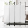 4-Panel Metal Folding Room Divider, 5.94Ft Freestanding Room Screen Partition Privacy Display for Bedroom, Living Room, Office - White