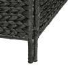 3-Panel Room Divider Black 45.7"x63" Water Hyacinth - Black