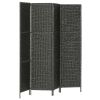 4-Panel Room Divider Black 60.6"x63" Water Hyacinth - Black