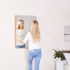 Wooden Wall Vanity Mirror Makeup Mirror Dressing Mirror with LED Bulbs - as Pic