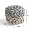 Alina Wool and Cotton Pouf, Natural and Blue - as Pic