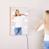 Wooden Wall Vanity Mirror Makeup Mirror Dressing Mirror with LED Bulbs - as Pic