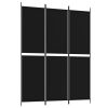 3-Panel Room Divider Black 59.1"x78.7" Fabric - Black