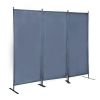 6 Ft Modern Room Divider, 3-Panel Folding Privacy Screen w/ Metal Standing, Portable Wall Partition XH - gray