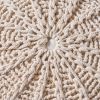 Bordeaux Knitted Cotton Round Pouf, Beige - as Pic