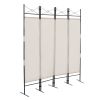 4-Panel Metal Folding Room Divider, 5.94Ft Freestanding Room Screen Partition Privacy Display for Bedroom, Living Room, Office - Beige