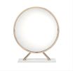 ACME Midriaks Mirror & Stool in PU, White & Gold Finish AC00723 - as Pic