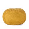 Bordeaux Knitted Cotton Round Pouf, Yellow - as Pic