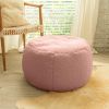 Jaxx Ellis Ottoman Shearling Faux-Lamb Plush Pouf for Modern Interior Design, Large, Pink - Pink - Faux-Sheep