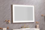 48*36 LED Lighted Bathroom Wall Mounted Mirror with High Lumen+Anti-Fog Separately Control - Gold