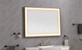 48*36 LED Lighted Bathroom Wall Mounted Mirror with High Lumen+Anti-Fog Separately Control - Matte Black