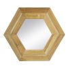 18.5" x 18.5" Hexagon Mirror with Natural Wood Frame, Wall Decor for Living Room Bathroom Hallway, - as Pic